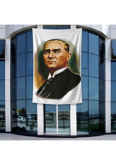 Mustafa K. Atatürk Portresi Poster Bayrak Raşel Kumal 4x6 Metre Ata12 Diğer