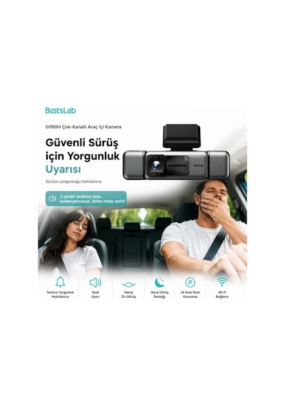 +360 Botslab G980H Pro 3K 4 Kameralı Wifi+GPS Akıllı Araç İçi Kamera +150° Geniş Açı+Yaya Algılama
