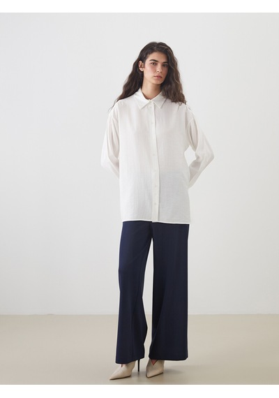 Lcw Modest Ekru Loose Fit Kadın Gömlek Tunik