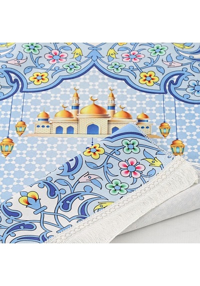 Çocuk Seccadesi Nebevi - Mavi 82 45 Cm 110 Gr - Tesbih Hediyeli Çok Renkli