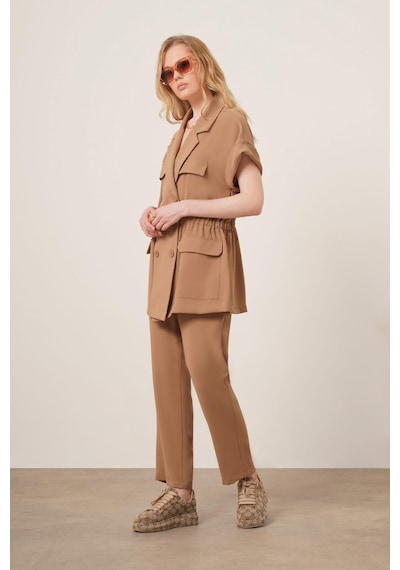 Ftz Women Kadın Crep Pantolonlu Takım Vizon 31173 Vizon