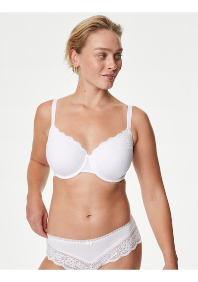 Marks & Spencer Dantelli Destekli Full Cup Sütyen T81008714F Beyaz