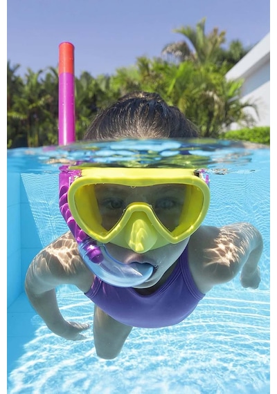 Çocuk 3+ Dalış Gözlük Maske Şnorkel Seti 01 Fuşya01