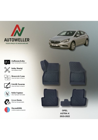 Opel Astra K 2015-2022 Uyumlu Havuzlu Oto Paspas