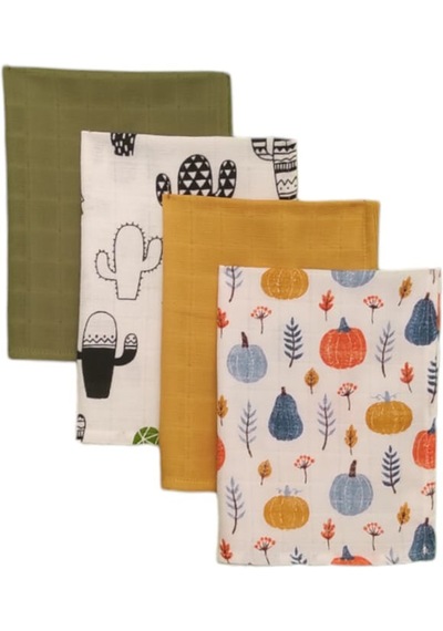 S-mall Bebek Müslin Omuz Ter Bezi 4'lü 40x30 CM Desert Çok Renkli
