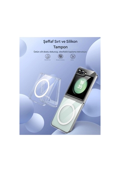 Samsung Uyumlu Z Flip 5 Şeffaf Magsafe Kılıf Mtl Safe