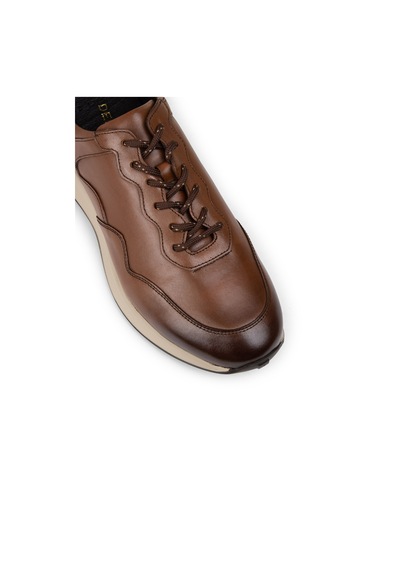 Deery Hakiki Deri Taba Rengi Erkek Sneaker Ayakkabı - 01725Mtbae02 Taba