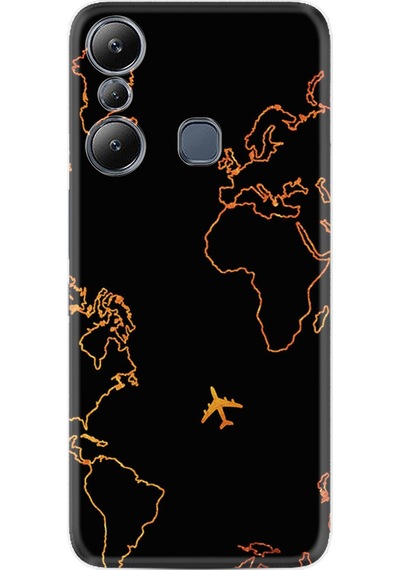 Infinix Hot 20i Kılıf Silikon Desen Özel Seri Harita ve Uçak 1777