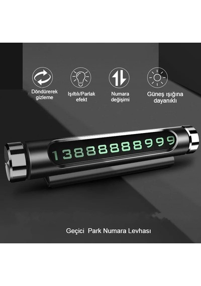 Araba Park Numaratörü Led Işıklı Gizlenebilir Telefon Numarası