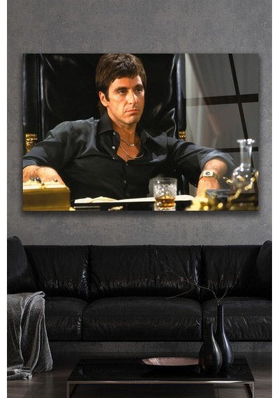 Tony Montana Cam Tablo Şık Duvar Tablosu Solmayan Canlı Renkler Mutfak Ve Yemek Alanı Ev Hediyesi Parlak Cam Yüzey Salon Ve Oturma Odası