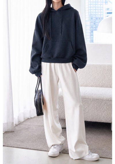 Cool Tarz Kadın Oversize Hoodie Sweatshirt Kapüşonlu Kanguru Cepli Lacivert Lacivert