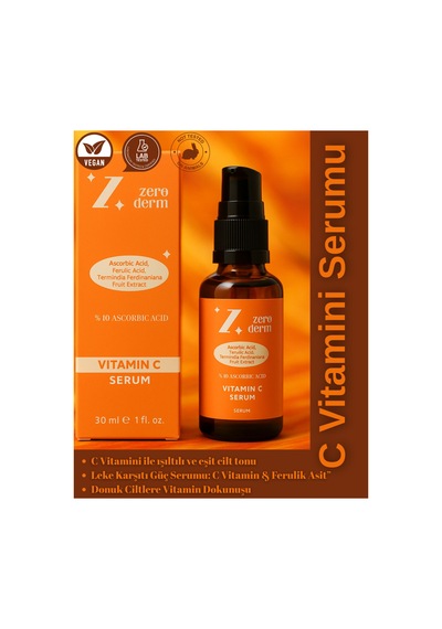 Alkolsüz Leke Karşıtı Aydınlatıcı Vitamin C Serum Ascorbic Asit, Ferulic Asit 30 Ml