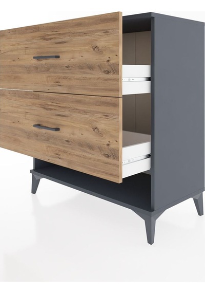 Hyperion Şifonyer 2 Çekmeceli 88x44x96 Antrasit-çam Antrasit
