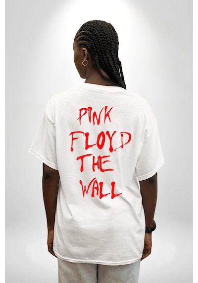 Pink Floyd The Wall Beyaz Oversize Unisex Ön Ve Sırt Baskılı Tişört Beyaz