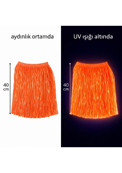 Lunaev Neon Turuncu Hawaii Parti Eteği 40 Cm