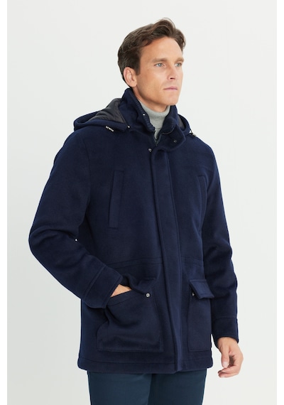AC&Co / Altınyıldız Classics Erkek Lacı Standart Fit Normal Kesim Kapüşon Çıkmalı Dik Yaka Torba Cepli Kaşe Kaban Lacı