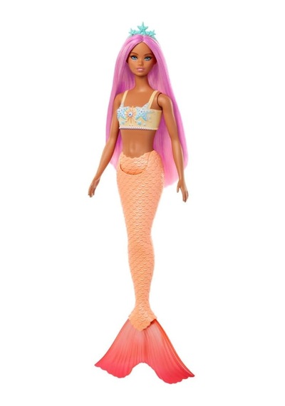 Barbie Bebek Pembe Saçları, Şeftali Rengi Kuyruğu Ve Saç Aksesuar