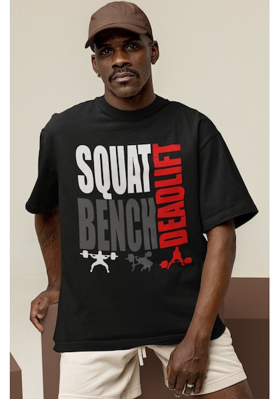 Tasarım Squat Bench Deadlift Fitness Bodybuilding Gym Sporcu Bask Siyah