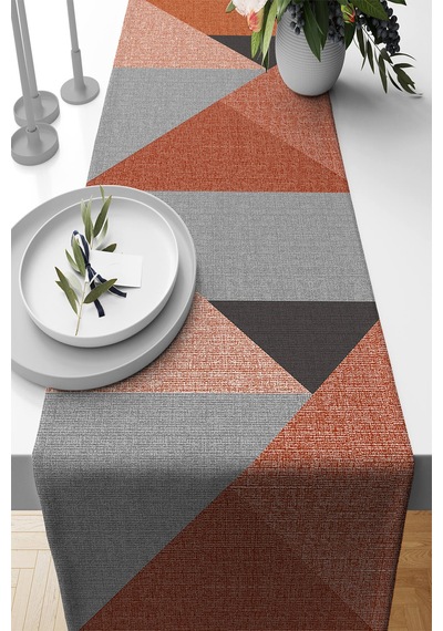 Tarçın Geometrik Desenli Premium Masa Örtüsü Runner Rnr607