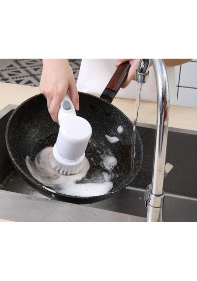 Magic Brush 5 İn 1 Kablosuz Şarjlı Temizlik Fırçası Çok Amaçlı Döner Başlıklı Elektrikli Banyo, Mu