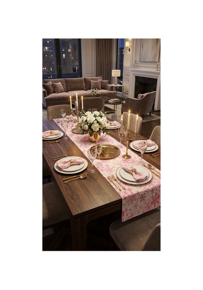 %100 Pamuk Özel Desenli Dikdörtgen Runner 40x130 Pembe - 900654238 Pembe