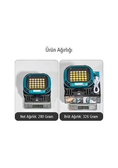 Powermaster Mx-w893 4000k 7000k Kırmızı 30 Cob Ledli Çok Fonksiyonlu Çalışma Lambası