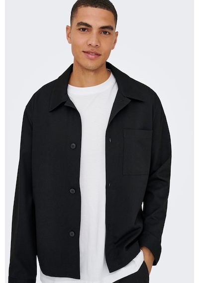 Only & Sons Onsmıro Erkek Overshirt Gömlek Regular Fit Günlük Rahat Siyah