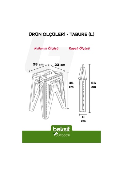 Outdoor Herkül L Katlanır Reflektörlü Tabure 2'li Bej Bej Bej