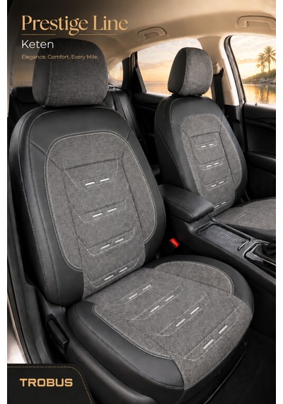 Dacia Sandero 2008+ Uyumlu Prestige Line Keten Serisi Füme Siyah Koltuk Kılıfı 42697002
