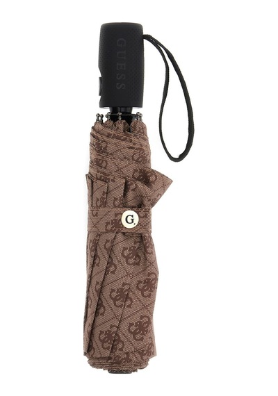 Guess Kadın Monogram Desenli Katlanabilir Şemsiye - Kahverengi Kahverengi