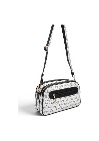 Silver & Polo Silver Polo Beyaz - Siyah Monogram Kadın Çapraz Çanta Sp745