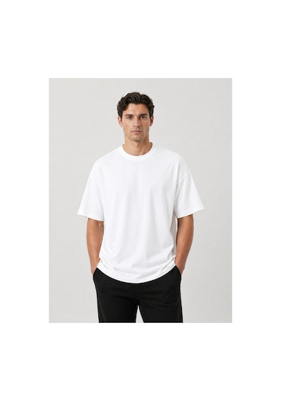 Parshey Oversize Premium Tişört 20/1 Kalın Kumaş, Unisex Street Fit Beyaz