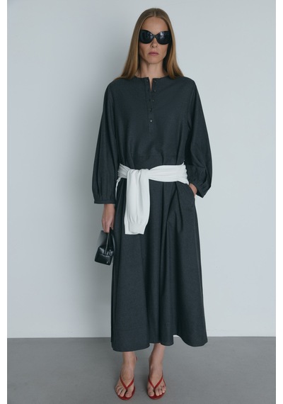 Suud Collection Füme Kaia Düğmeli Maxi Elbise