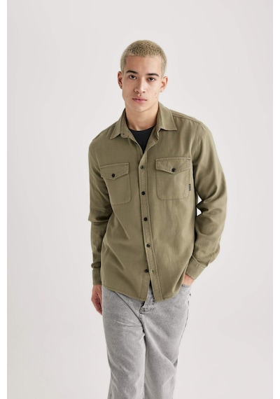 DeFacto Regular Fit Polo Yaka Basic Düz Pamuklu Uzun Kollu Gömlek B2654AX23AUKH470 DeFacto Regular Fit Polo Yaka Basic Düz Pamuklu Uzun Kollu Gömlek B2654AX23AUKH470