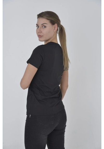 Wear Vexel Kadın Yanlardan Fermuarlı T-shirt Kısa Kol Bisiklet Yaka Slimfit Tişört - Siyah Siyah Wear Vexel Kadın Yanlardan Fermuarlı T-shirt Kısa Kol Bisiklet Yaka Slimfit Tişört - Siyah Siyah