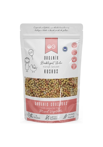 OG natural Organik Karışık Sebzeli Bakliyat Unlu Bebek Kuskus 250 Gr +6 Ay