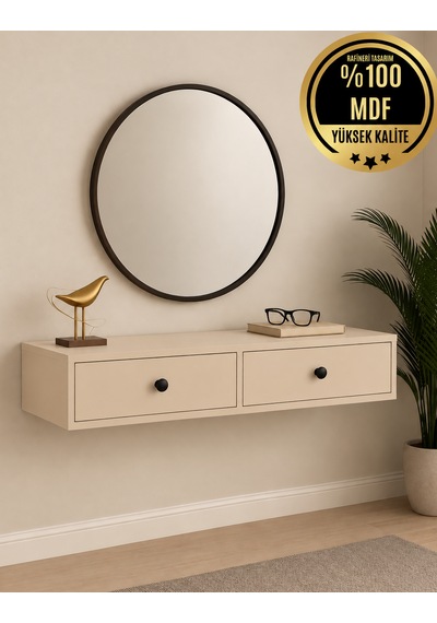 Mancap Model %100 Mdf Gri Duvara Monte Dresuar Krem