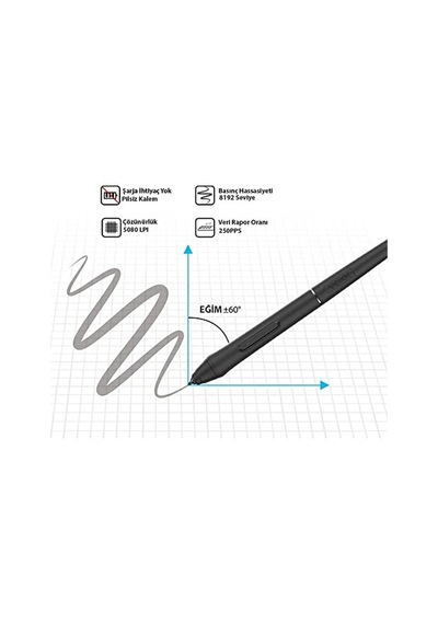 Ve Vk1200 Grafik Tabletler Için 8192l Pilsiz -p05