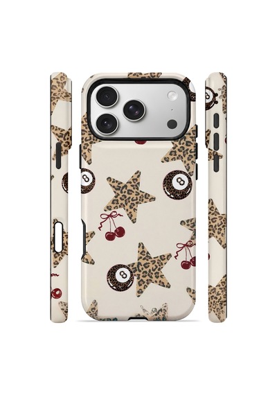 Velvoria Valestra Kirazlı Leopar Yıldız Apple iPhone Uyumlu 17 Pro Darbe Korumalı Kılıf Valestra Select - Kirazlı Leopar Yıldız