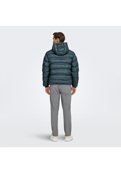 Only & Sons Only&sons Union Seamless Life Puffer Erkek Gri Kapüşonlu Mont Gri
