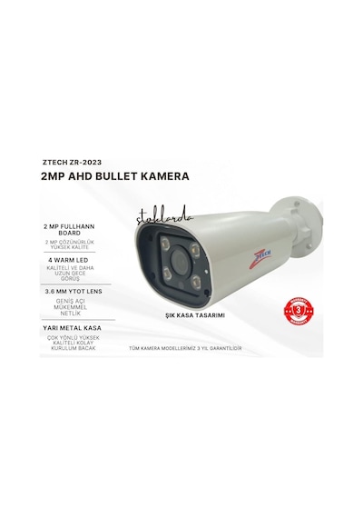 Ztech Zr-2023 2mp Ahd Fullcolor 3.6mm Bullet Dış Mekan Kamera