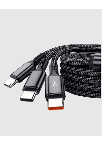 3'ü 1 Arada Şarj Kablosu Apple iOS Android Type-c Uyumlu Dayanıklı 0