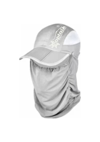Captain Fisherman Style Cap Jf-06 Katlanır Fileli Şapka + Çıkarılabilir Yüz Koruma Gri