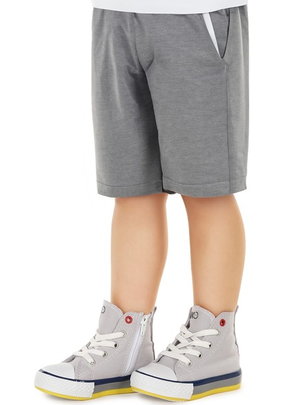 Kiko Kids Tinna Bağcıklı Erkek Bebek Boğazlı Keten Spor Ayakkabı Gri
