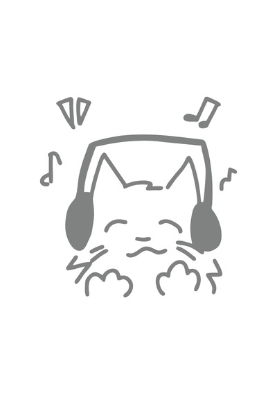 Müzik Dinleyen Kedi Sticker 17x17 Cm Gri