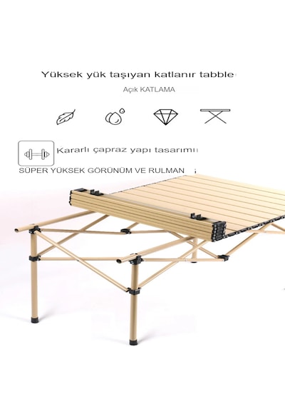 Büyük Boy Siyah Katlanır Kamp Masası Piknik Set Çanta Balkon Masa Siyah
