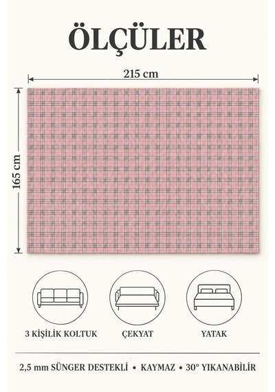 Çok Amaçlı Kadife Koltuk Örtüsü Kaymaz Süngerli 165x215 Cm Modern Bohem Çekyat Şalı Piknik Masa Örtüsü Alk4 pudra