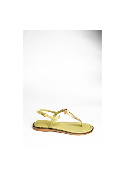 Fox Shoes U291240103 Yeşil Hakiki Deri Parmak Arası Sandalet Yeşil