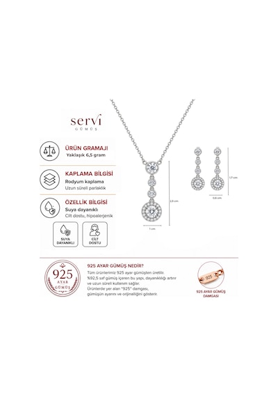 Servi 925 Ayar Gümüş Starlight Zirkon Taşlı Kolye Ve Küpe Seti-519
