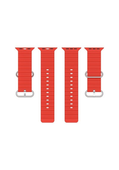 Caseonn Apple Watch Uyumlu Series 9 45mm Kordon Suya Dayanıklı Okyanus Silikon Kayış Kırmızı